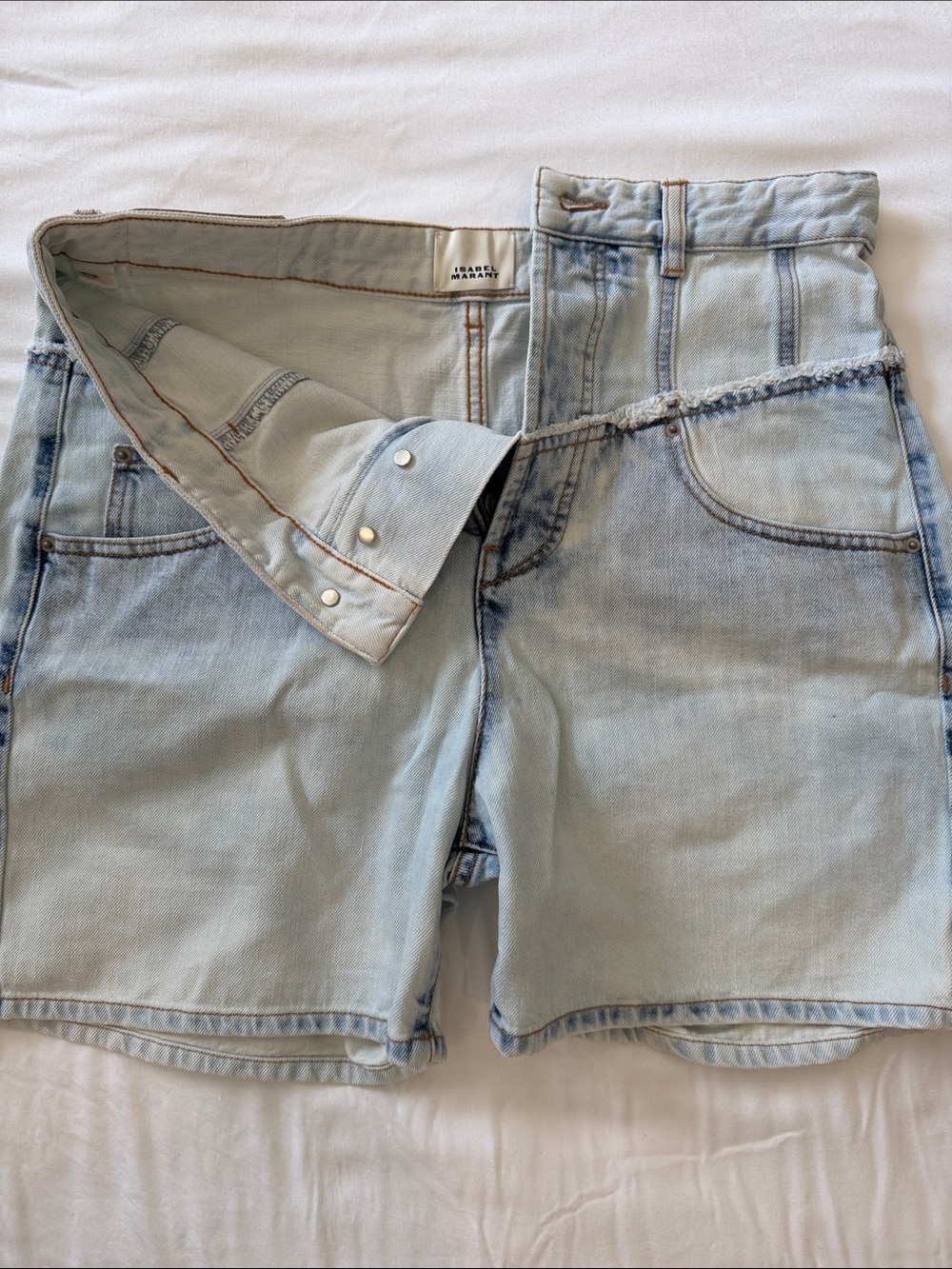 Isabel Marant Light Blue Denim High-Waist Shorts